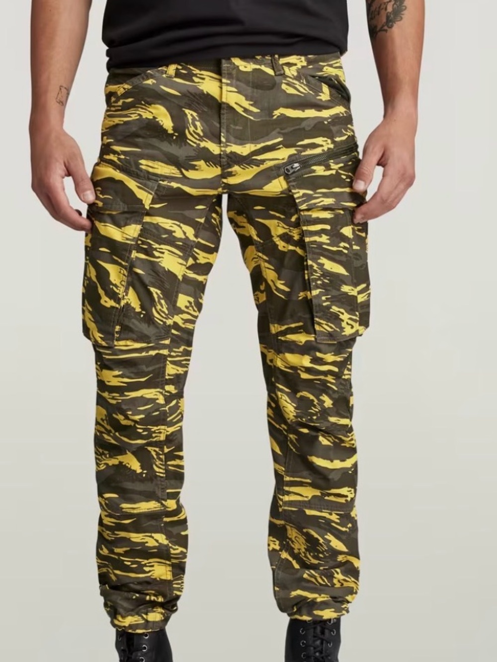 NWT G-Star RAW Men's Yellow & Olive Camo Cargo Pants sz 28x30